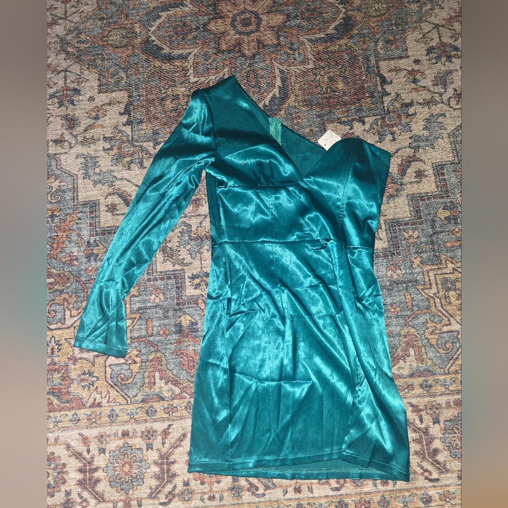 Elegant Teal One-Shoulder Dress